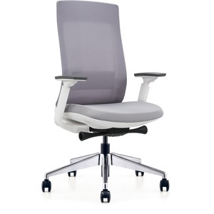 Eurotech Elevate Chair - Gray Fabric Seat - Gray Mesh Back - White Frame - 5-star Base - Armrest - 1 Each