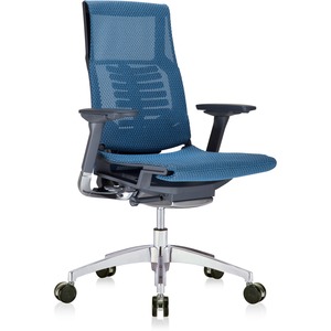 Eurotech Powerfit Chair - Blue Mesh Seat - Black Mesh Back - Charcoal Frame - 5-star Base - Armrest - 1 Each