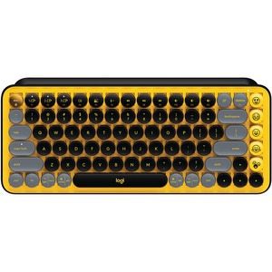 Logitech POP Keys Wireless Mechanical Keyboard With Emoji Keys - Blast Yellow - Wireless Connectivity - Bluetooth - 32.81 ft (10000 mm) - 4 Emoji Hot Key(s) - Computer, Tablet, Smartphone - Windows, Mac, Android - Mechanical Keyswitch - AAA Battery Size Supported - Blast
