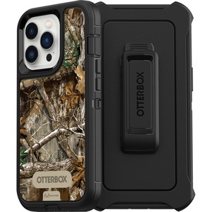 OtterBox Defender Rugged Carrying Case (Holster) Apple iPhone 13 Pro Smartphone - Realtree Edge - Dust Resistant Port, Lint Resistant Port, Dirt Resistant Port, Scrape Resistant, Dirt Resistant, Bump Resistant, Drop Resistant, Clog Resistant Port - Synthetic Rubber Body - Holster - 6.39" (162.31 mm) Height x 3.57" (90.68 mm) Width x 1.31" (33.27 mm) Depth - Retail