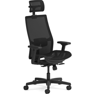HON+Ignition+2.0+Mid-back+Task+Chair+with+Headrest+-+Black+Mesh+Seat+-+Fog+Mesh+Back+-+Mid+Back+-+Black+-+Armrest+-+1+Each