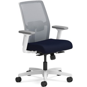 HON+Ignition+Low-back+Task+Chair+-+Navy+Fabric+Seat+-+Fog+Mesh+Back+-+Designer+White+Frame+-+Low+Back+-+Armrest+-+1+Each