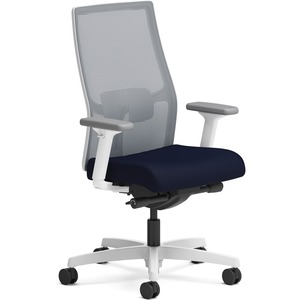 HON+Ignition+Mid-back+Task+Chair+-+Navy+Fabric+Seat+-+Fog+Mesh+Back+-+Designer+White+Frame+-+Mid+Back+-+Armrest+-+1+Each