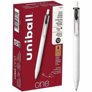 uniball%26%238482%3B+ONE+Gel+Pen+-+0.7+mm+Medium+Pen+Point+-+Black+Ink+-+Gel-based+-+1+Dozen