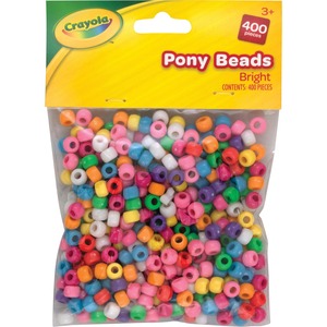 Pacon Crayola Pony Beads - Key Chain, Project, Party, Classroom, Necklace, Bracelet - 400 Piece(s) - 24 / Each - Bright Assorted
