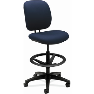 HON+ComforTask+Sitting+Stool+-+Navy+Polymer+Seat+-+Navy+Fabric+Back+-+Black+Frame+-+Low+Back+-+Navy