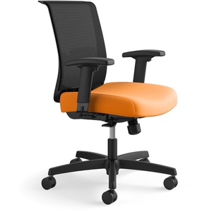 HON Convergence Chair - Apricot Vinyl, Fabric Seat - Black Mesh Back - Black Frame - 5-star Base - Apricot