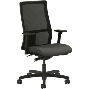 HON Ignition Chair - Iron Ore Fabric Seat - Black Mesh Back - Black Frame - Mid Back - 5-star Base - Black