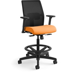 HON Ignition 2.0 Sitting Stool - Apricot Fabric Seat - Black Mesh Back - Black Frame - Low Back - Apricot