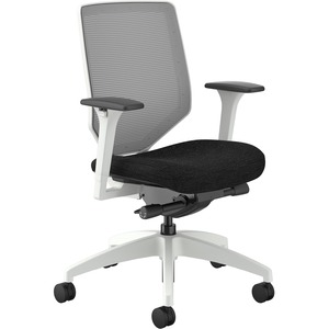 HON Solve Chair - Black Fabric Seat - Fog Mesh Back - Designer White Frame - Mid Back - Black