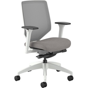 HON Solve Chair - Sterling Fabric Seat - Fog Mesh Back - Designer White Frame - Mid Back - Sterling