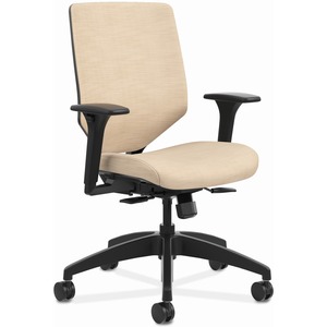 HON Solve Chair - Fabric Seat - Charcoal Fabric Back - Black Frame - Mid Back - Putty