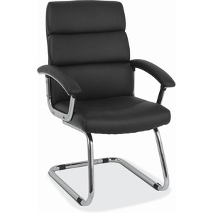 HON Traction Chair - Bonded Leather Seat - Black Bonded Leather Back - Polished Aluminum Frame - Black - Armrest