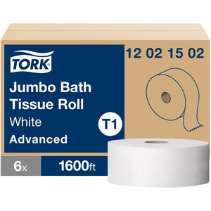 TORK+Jumbo+Toilet+Paper+Roll+White+T1+-+2+Ply+-+10%26quot%3B+Roll+Diameter+-+2+11%2F32%26quot%3B+Core+-+White+-+Fiber%2C+Paper+-+6+Roll