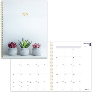 Rediform Succulent Design Monthly Planner - Monthly - 14 Month - December till January - Twin Wire - Desk - Multi - 11