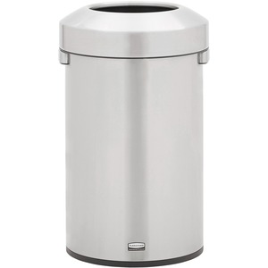 Rubbermaid+Commercial+Refine+Waste+Container+-+16+gal+Capacity+-+Round+-+Ergonomic+Handle%2C+Non-skid%2C+Fingerprint+Resistant%2C+Durable+-+26.3%26quot%3B+Height+x+15.9%26quot%3B+Width+-+Metal+-+Stainless+Steel+-+1+Each