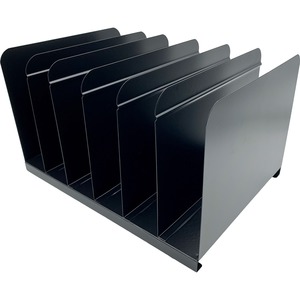 Huron+6-slot+Vertical+Book+Rack+-+6+Compartment%28s%29+-+Vertical+-+9%26quot%3B+Height+x+15%26quot%3B+Width+x+11%26quot%3B+Depth+-+Durable+-+Black+-+Steel+-+1+Each