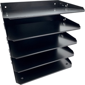 Huron+Horizontal+Slots+Desk+Organizer+-+5+Compartment%28s%29+-+Horizontal+-+12%26quot%3B+Height+x+8.75%26quot%3B+Width+x+12%26quot%3B+Depth+-+Durable+-+Black+-+Steel+-+1+Each