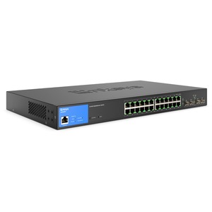 Linksys 24-Port Managed Gigabit PoE+ Switch with 4 1G SFP Uplinks - 24 Ports - Manageable - Gigabit Ethernet - 1000Base-T, 1000Base-X - TAA Compliant - 2 Layer Supported - Modular - 4 SFP Slots - 305.24 W Power Consumption - 250 W PoE Budget - Optical Fiber, Twisted Pair - PoE Ports - Rack-mountable - 5 Year Limited Warranty