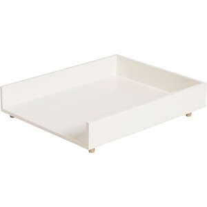 U+Brands+Juliet+Desk+Paper+Tray+-+2.50%26quot%3B+Height+x+9.80%26quot%3B+Width+x+12.30%26quot%3B+Depth+-+Desktop%2C+Tabletop+-+Stackable%2C+Front+Loading+-+White+-+Pine+Wood%2C+Brass+-+1+Each