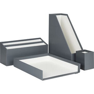 U+Brands+Paper+Wrapped+Desk+Organization+Kit+-+Desktop+-+Sturdy%2C+Lightweight+-+Gray+-+Chipboard+-+1+Each