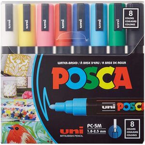 uni%C2%AE+Posca+PC-5M+Paint+Markers+-+Medium+Marker+Point+-+Assorted+Ink+-+Water+Based%2C+Pigment-based+-+8+%2F+Pack