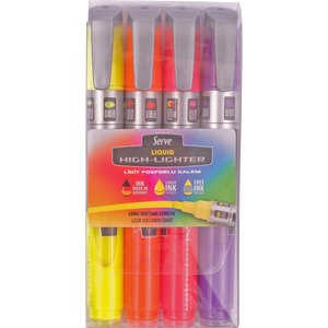 Serve+Jumbo+Liquid+Highlighters+-+Chisel+Marker+Point+-+Fluorescent+Assorted+Ink+-+Pigment-based%2C+Liquid+-+4+%2F+Set