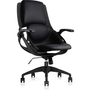 all33 BackStrong C1 Task Chair - Black Vinyl, Vegan Leather Seat - Black Frame - 5-star Base - Black - Armrest - 1 Each