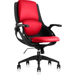 all33 BackStrong C1 Task Chair - Red Vinyl, Vegan Leather Seat - Black Frame - 5-star Base - Black, Red - Armrest - 1 Each