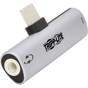 Tripp Lite U437-001-C-V2 USB-C to 3.5 mm Headphone Jack Adapter - 1 x Mini-phone Stereo Audio - Female, 1 x Powered USB Type C - Female - 1 x USB Type C - Male - Silver