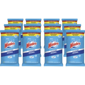 Windex%C2%AE+Glass+%26+Surface+Wipes+-+Ready-To-Use+-+38+%2F+Pack+-+12+%2F+Carton+-+Streak-free%2C+Unscented%2C+Chemical-free+-+White