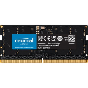 Crucial 16GB DDR5 SDRAM Memory Module - For Notebook - 16 GB (1 x 16GB) - DDR5-4800/PC5-38400 DDR5 SDRAM - 4800 MHz Dual-rank Memory - CL40 - 1.10 V - Non-ECC - Unbuffered - 262-pin - SoDIMM - Lifetime Warranty