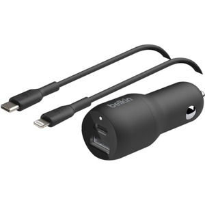 Belkin BoostCharge Dual Car Charger with PPS 37W + USB-C Cable with Lightning Connector - 37 W