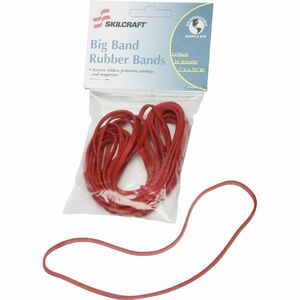 SKILCRAFT%C2%AE+Big+Band+Rubber+Bands+-+7%26quot%3B+Length+x+0.1%26quot%3B+Width+-+Rubber+-+Red+-+1+%2F+Pack