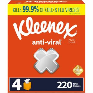 Kleenex+Anti-viral+Facial+Tissue+-+3+Ply+-+White+-+55+%2F+Box+-+4+%2F+Pack