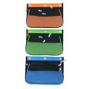 CLI+Triple-pocket+Pencil+Pouches+-+10.3%26quot%3B+Height+x+7.3%26quot%3B+Width+-+Ring+Binder+-+Green%2C+Orange%2C+Blue+-+Nylon+-+24