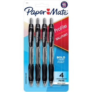 Paper+Mate+Profile+Retractable+Gel+Pens+-+Medium+Pen+Point+-+0.7+mm+Pen+Point+Size+-+Retractable+-+Black+Gel-based+Ink+-+4+%2F+Pack