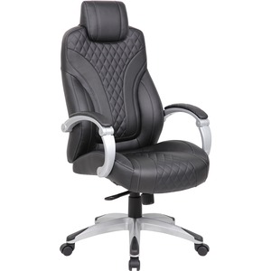 Boss+Hinged+Arm+Executive+Chair+-+Black+Vinyl+Seat+-+Black+Back+-+5-star+Base+-+Armrest+-+1+Each