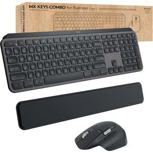 Logitech MX Keys Combo for Business Keyboard & Mouse - USB Wireless Bluetooth Keyboard - USB Wireless Bluetooth Mouse - Darkfield - 8000 dpi - Right-handed Only - Compatible with PC, Mac