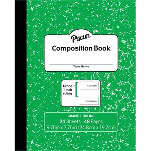 Pacon+Composition+Book+-+24+Sheets+-+48+Pages+-+9.8%26quot%3B+x+7.5%26quot%3B+-+Green+Marble+Cover+-+Durable+Cover%2C+Soft+Cover%2C+Recyclable+-+1+Each