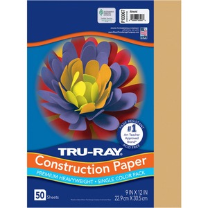 Tru-Ray+Construction+Paper+-+Art+Project%2C+Craft+Project+-+9%26quot%3BWidth+x+12%26quot%3BLength+-+76+lb+Basis+Weight+-+50+%2F+Pack+-+Almond+-+Fiber%2C+Sulphite