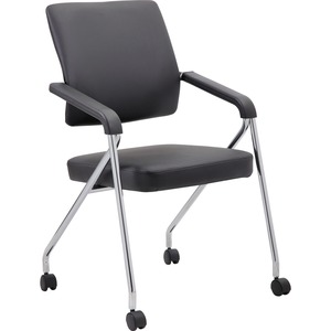 Boss+Caressoft+Plus+Training+Chair+-+Black+Seat+-+Black+Back+-+Chrome+Frame+-+Four-legged+Base+-+Vinyl+-+Armrest+-+2+%2F+Carton