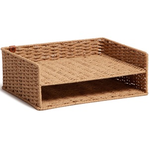 U+Brands+Woven+Paper+Tray+-+12.6%26quot%3B+Height+x+9.7%26quot%3B+Width+x+4.6%26quot%3B+Depth+-+Sturdy+-+Brown+-+1+Each