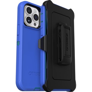 OtterBox Defender Rugged Carrying Case (Holster) Apple iPhone 14 Pro Max Smartphone - Rain Check (Blue) - Wear Resistant, Drop Resistant, Tear Resistant, Scrape Resistant, Dirt Resistant, Bump Resistant - Plastic Body - Belt Clip - 6.87" (174.50 mm) Height x 3.75" (95.25 mm) Width x 1.31" (33.27 mm) Depth - Retail