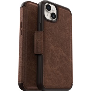 OtterBox Strada Carrying Case (Folio) Apple iPhone 14 Plus Smartphone, Cash, Card, Credit Card - Espresso (Brown) - Drop Resistant - Metal, Polycarbonate, Genuine Leather Body - Holder - 6.46" (164.08 mm) Height x 3.31" (84.07 mm) Width x 0.49" (12.45 mm) Depth - Retail