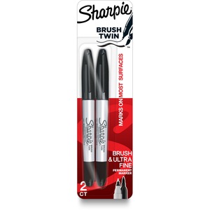 Sharpie+Brush+Twin+Permanent+Markers+-+Ultra+Fine+Marker+Point+-+Brush+Marker+Point+Style+-+Black+-+2+%2F+Pack