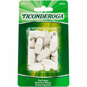 Ticonderoga+Pencil+Cap+Erasers+-+White+-+Wedge+-+Vinyl+-+25+%2F+Pack+-+Latex-free%2C+Non-toxic%2C+Smudge-free