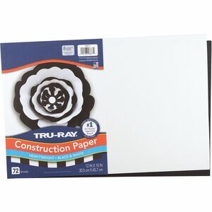 Tru-Ray+Construction+Paper+-+Art+Project%2C+Craft+Project+-+12%26quot%3BWidth+x+18%26quot%3BLength+-+72+Sheet+-+Black%2C+White+-+Sulphite%2C+Fiber%2C+Paper