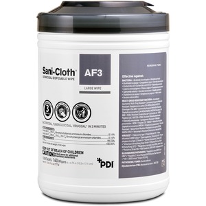 PDI+Sani-Cloth+AF3+Germicidal+Wipes+-+6.75%26quot%3B+Length+x+6%26quot%3B+Width+-+160+%2F+Canister+-+12+%2F+Carton+-+Alcohol-free%2C+Bleach-free%2C+Virucidal%2C+Fungicide%2C+Fragrance-free%2C+Disposable%2C+Phenol-free%2C+Ammonia-free%2C+Disinfectant%2C+Pre-moistened%2C+Strong%2C+...+-+White