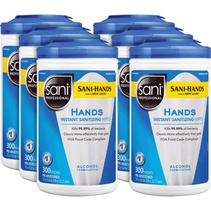 PDI+Hands+Instant+Sanitizing+Wipes+-+White+-+300+Per+Canister+-+6+Carton